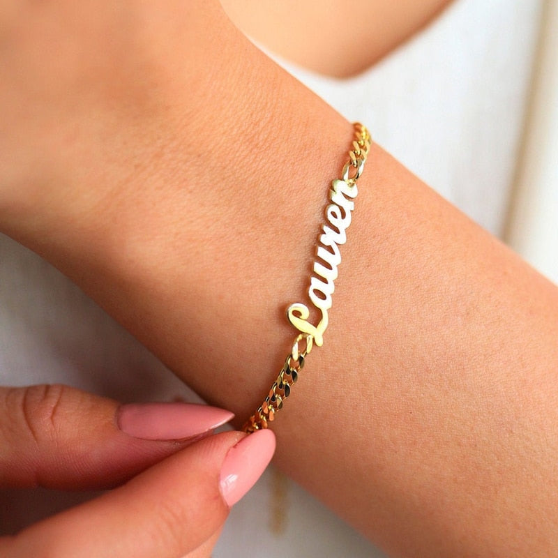 Womens Gold Nameplate Bracelet